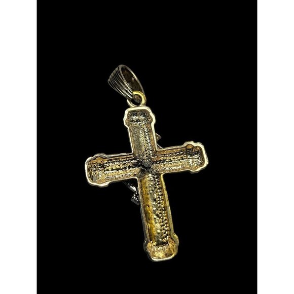Stainless Steel Rhinestone Oversized Cross Pendant Gold Tone Lots of Bling - Picture 6 of 7